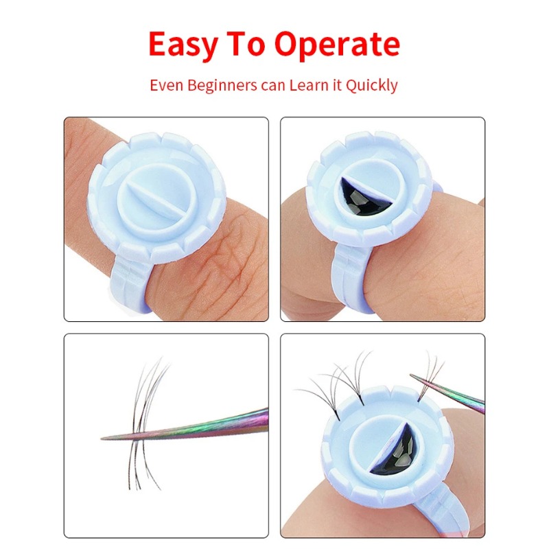 Eyelash Extension Last - 100 Pcs Disposable Eyelash Glue Ring
