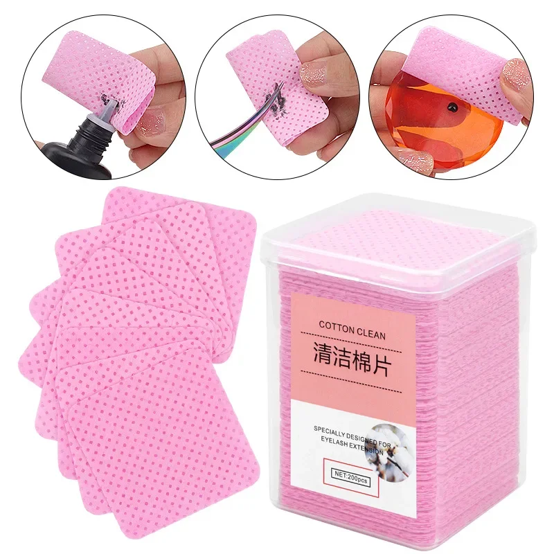 Lash Removal Cream - Eyelash Glue Remover Wipe 200PCS Cotton