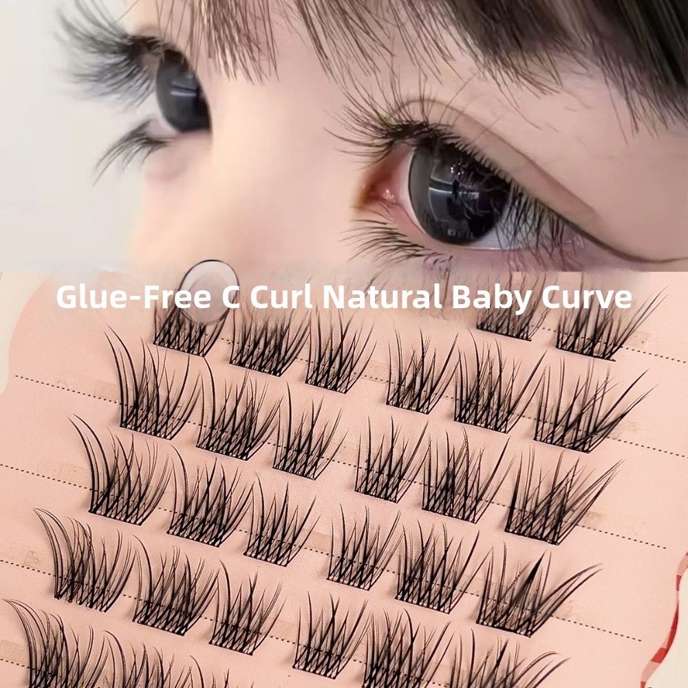 Eyelash Extension No 8 - 60 Clusters Black Self Adhesive False