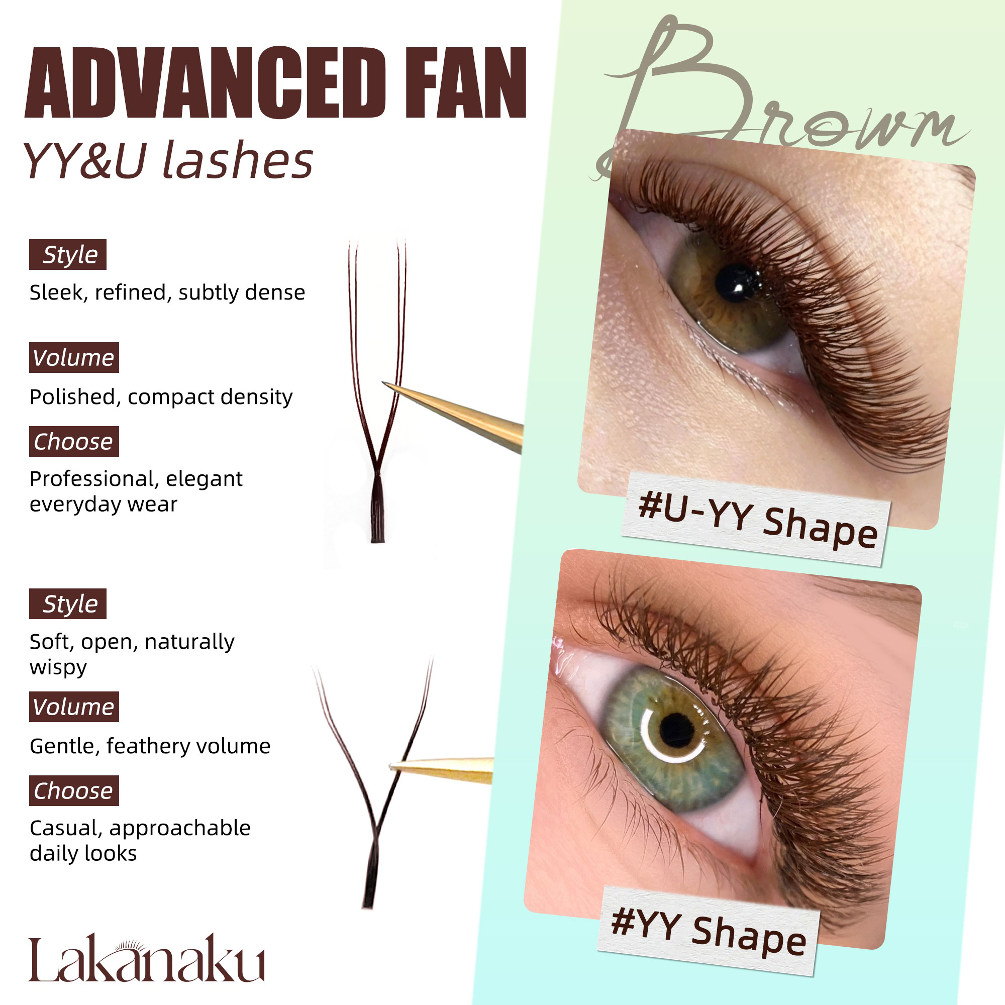 LAKANAKU Dark Brown U Shape YY - Eyelash Extension Yelix review and price